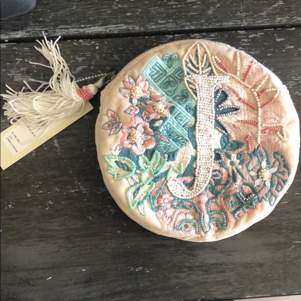 NWT Anthropology/BHLDN Monogram Pouch